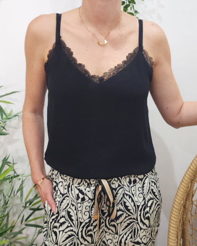 Top à bretelles femme noir Rosaria