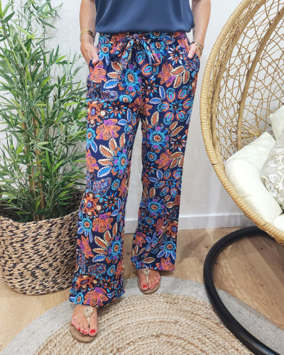 Pantalon femme fluide liseré argent Dunya