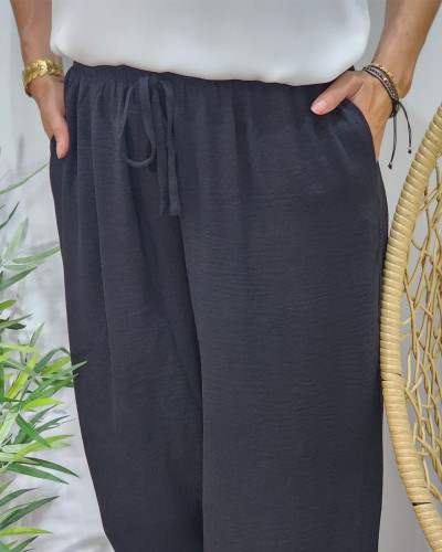 Pantalon femme fluide noir Alma