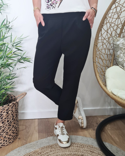 Pantalon chino 7/8ème noir femme