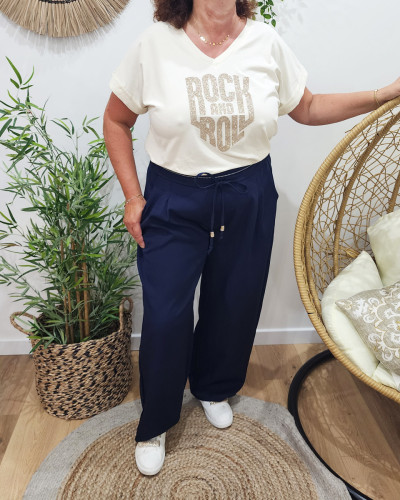 Pantalon tailleur femme grande taille avec cordon