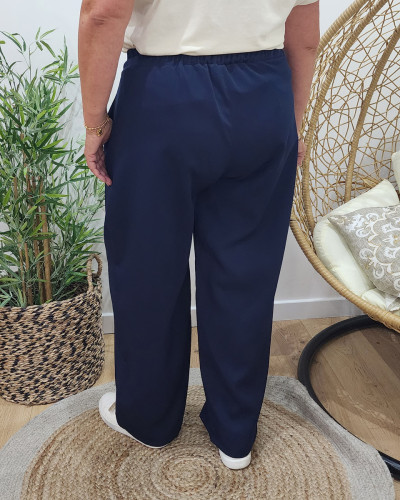Pantalon tailleur femme grande taille avec cordon