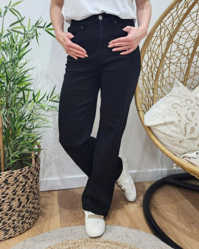 Jean noir taille haute femme discount