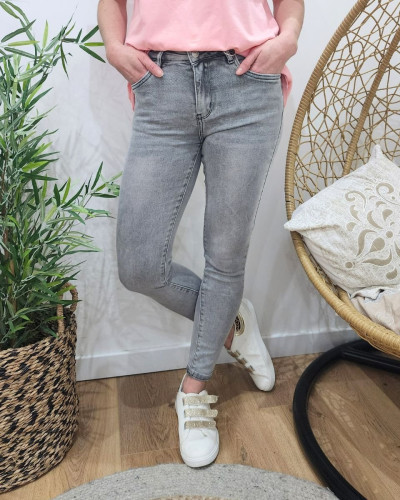 Pantalon slim gris femme hotsell