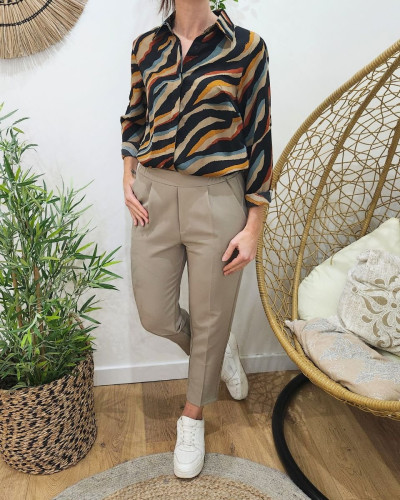 Pantalon femme couleur taupe top