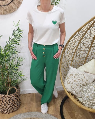 Pantalon vert fluide hotsell