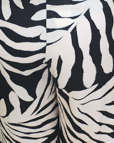 Pantalon fluide femme noir et écru Perry