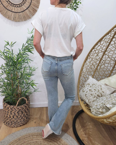 Jean femme taille haute flare