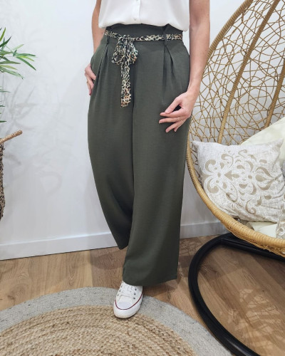 Pantalon fluide kaki cheap