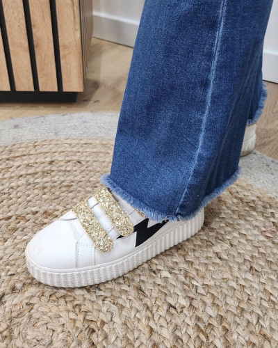 Jean femme bleu foncé taille haute flare