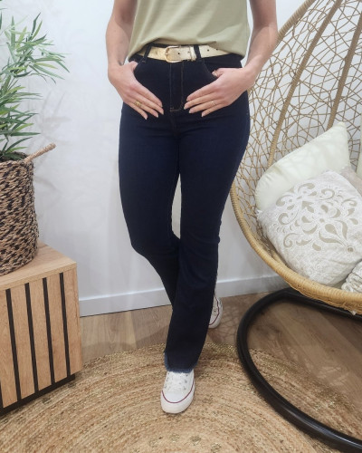 Jean femme brut flare taille haute