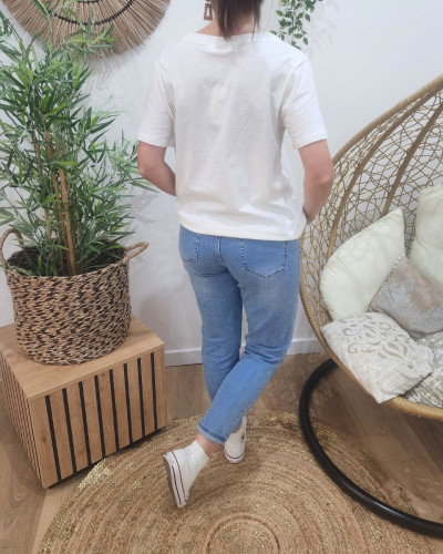 Jean femme coupe mom bleu clair 