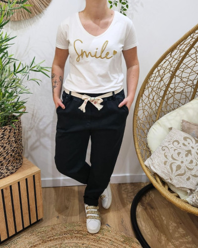 Pantalon femme elastique grande taille ceinture XO 29378