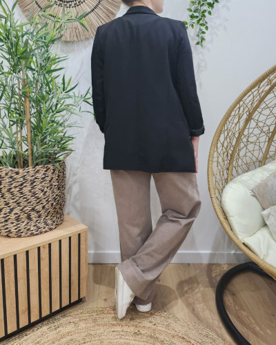 Pantalon femme élastiqué coupe droite velour