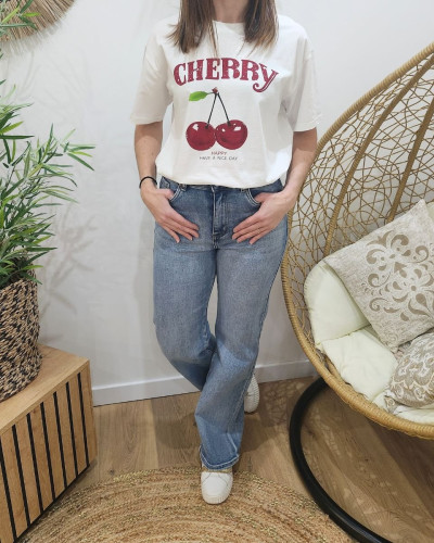 Jean femme coupe confort bleu clair wide leg