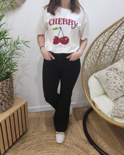 Jean femme noir flare poches plaquées