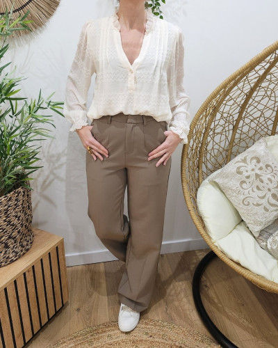 Pantalon femme fluide taupe Allegra