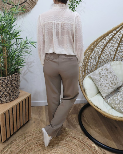Pantalon femme fluide taupe Allegra