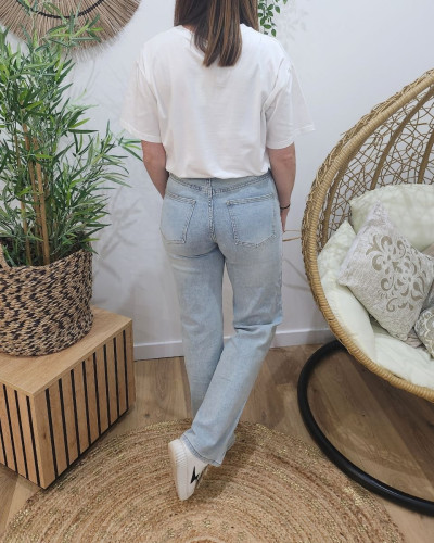 Jean femme bleu clair délavé Wide Leg