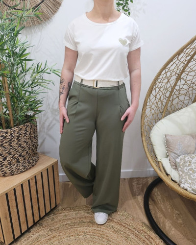 Pantalon femme élastiqué coupe droite Adelheid