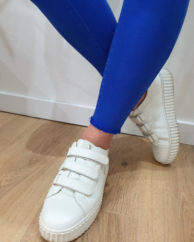 Jean femme bleu roi skinny taille haute 7/8