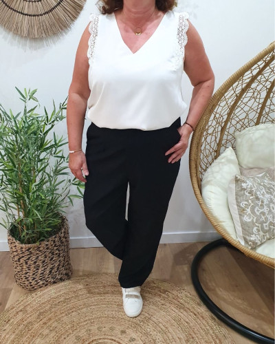 Pantalon tailleur femme grande taille noir
