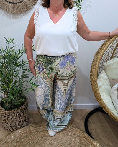 Pantalon fluide femme grande taille à motifs Aliona