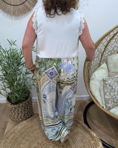 Pantalon fluide femme grande taille à motifs Aliona