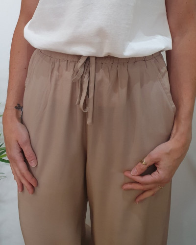 Pantalon fluide femme fin taupe Eméria
