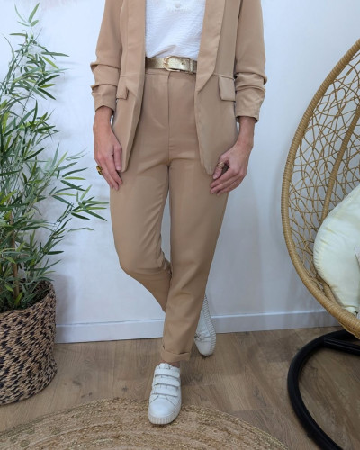 Pantalon de tailleur femme camel clair