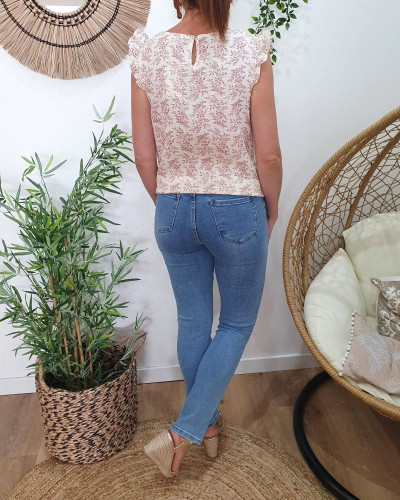 Jean femme bleu clair coupe droite taille haute