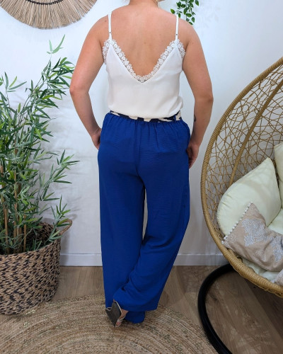 Pantalon femme fluide bleu roi Yunaé
