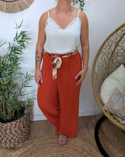 Pantalon femme fluide terracotta Yunaé