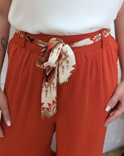 Pantalon femme fluide terracotta Yunaé