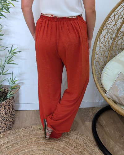 Pantalon femme fluide terracotta Yunaé