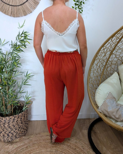 Pantalon femme fluide terracotta Yunaé
