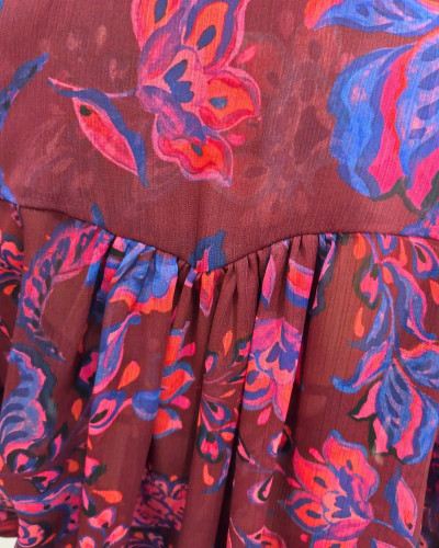 Chemisier voilage femme bordeaux et bleu Yara