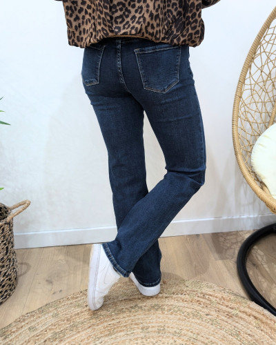Jean femme droit bleu foncé coupe confort