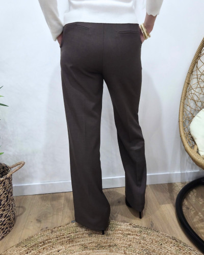 Pantalon fluide femme marron glacé coupe confort