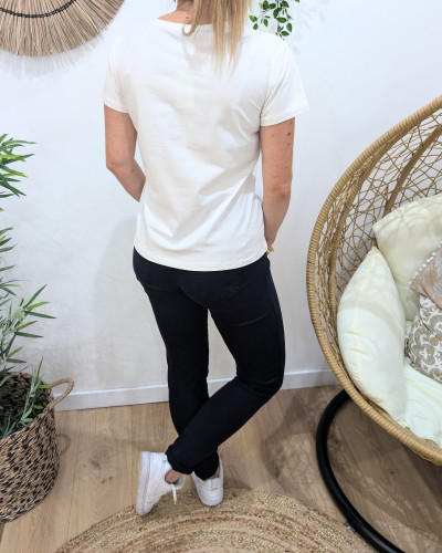 Pantalon femme bleu marine slim coupe confort push up