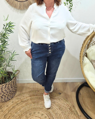 Jean femme élastiqué grande taille bleu foncé Irisia