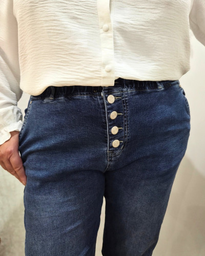 Jean femme élastiqué grande taille bleu foncé Irisia