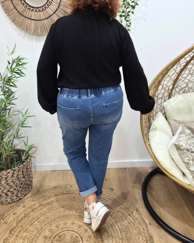 Jean femme élastiqué grande taille bleu moyen Irisia