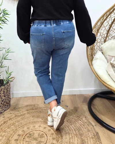 Jean femme élastiqué grande taille bleu moyen Irisia