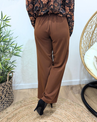 Pantalon femme marron fluide Zéa