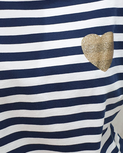 Pull marinière coeur doré