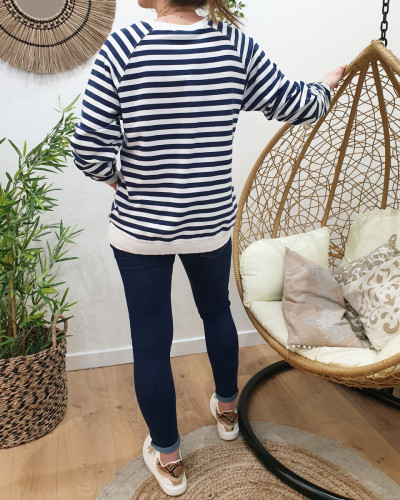 Pull marinière coeur doré