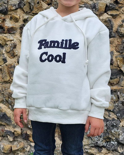 Sweat à capuche enfant broderie Famille Cool