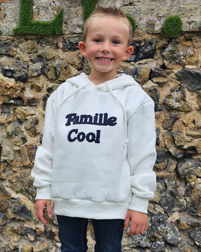 Sweat à capuche enfant broderie Famille Cool