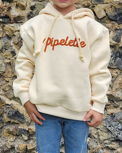 Sweat à capuche enfant broderie Pipelette